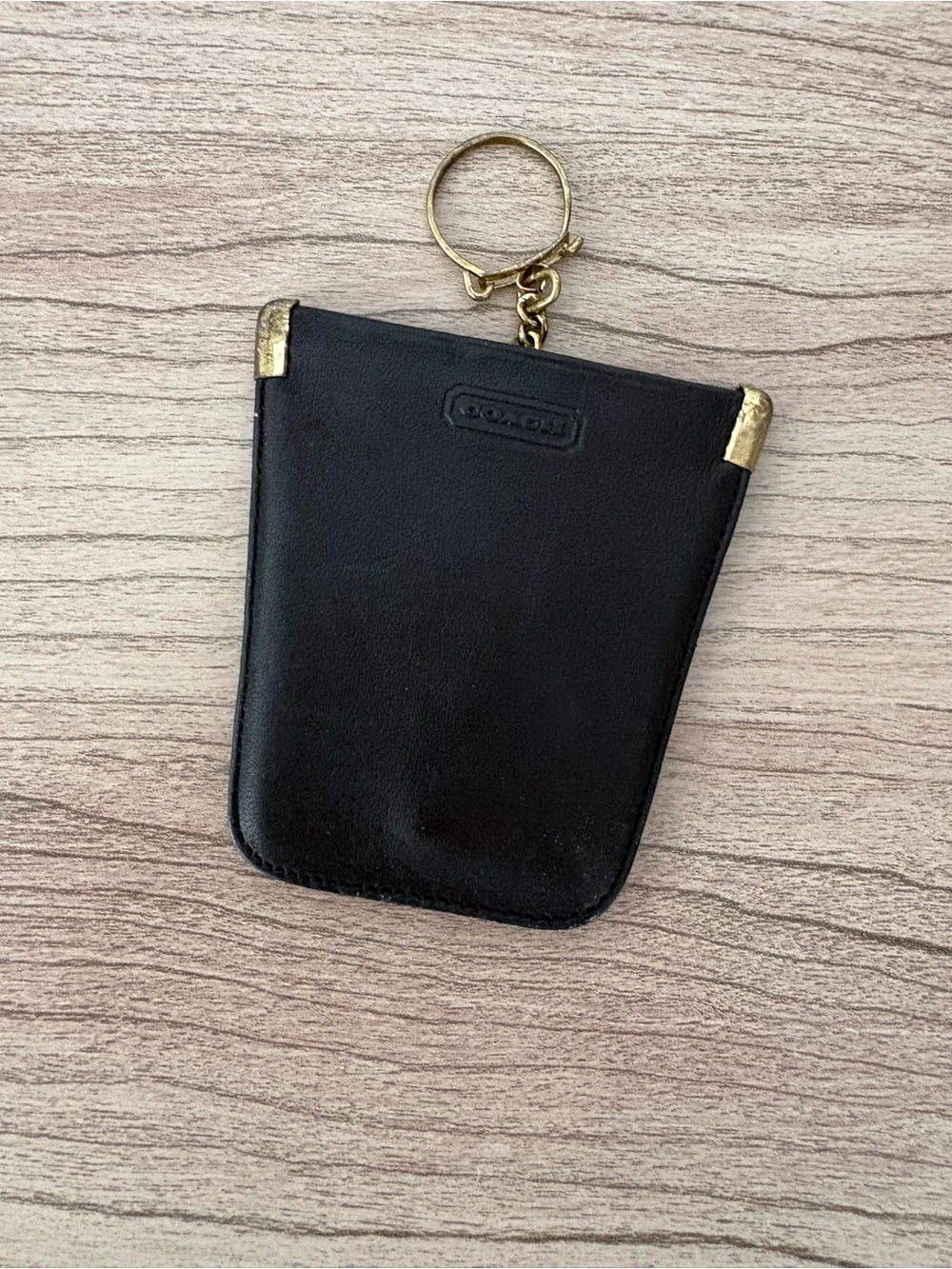Coach 7216 Black Leather Key Pouch Key Ring